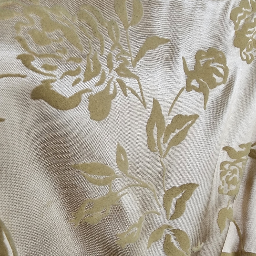 Vintage Be Smart Velvet Jaquard Floral Satin Gown In Champagne Women's M - Picture 4 of 16